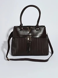 V-Detail Front Zip Handbag