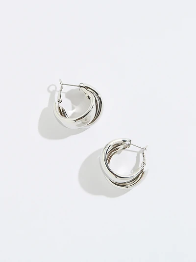Chunky Silver Double Hoop Earrings