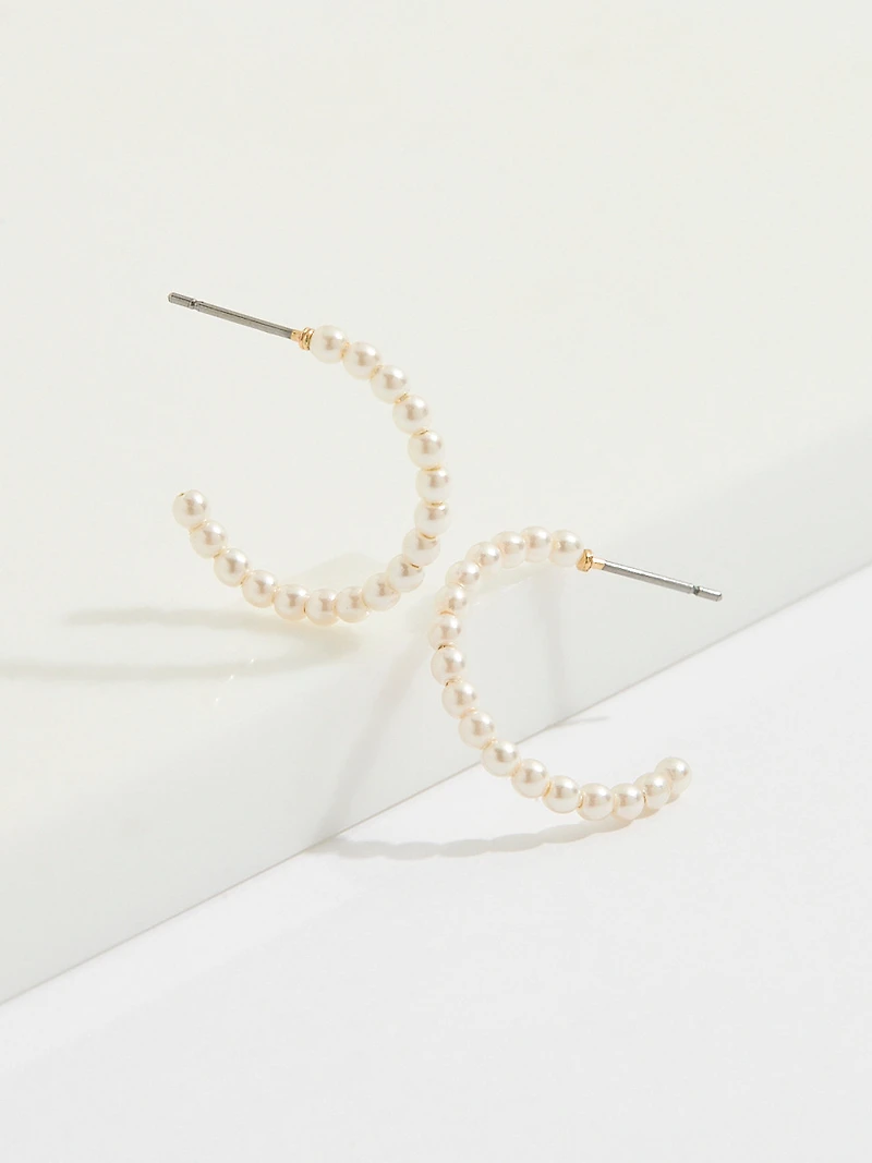 Gold/Pearl/Rhinestone Small Hoop Trio