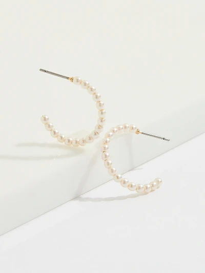Gold/Pearl/Rhinestone Small Hoop Trio