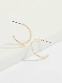 Gold/Pearl/Rhinestone Small Hoop Trio