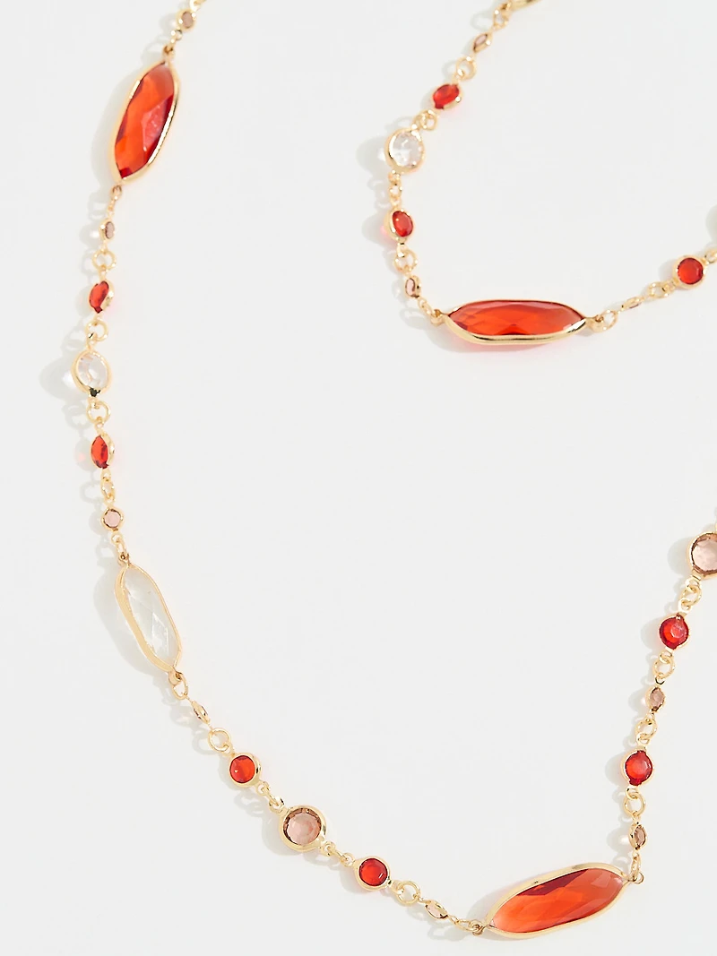 Long Gold/Pumpkin Multi Stone Necklace