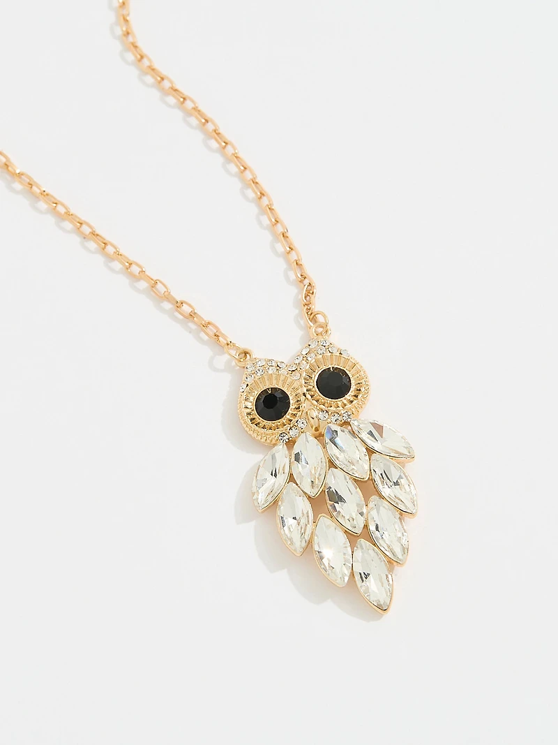 Long Necklace with Gold Owl Pendant