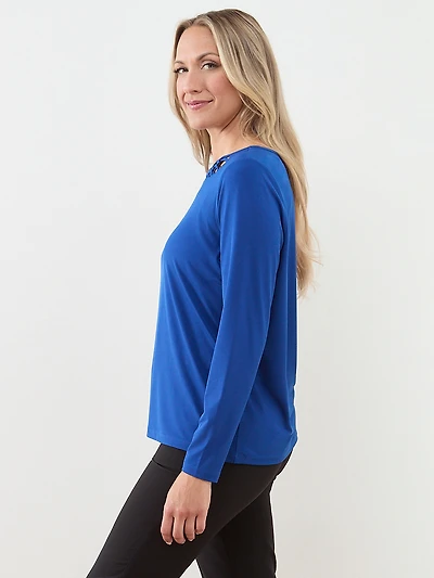 Long Sleeve Cut-Out Neck Top