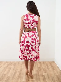 Petite Midi-Length Belted Fit & Flare Dress