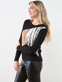 Animal-Print Colourblock Sweater