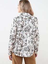 Collared Long Sleeve Satin Blouse