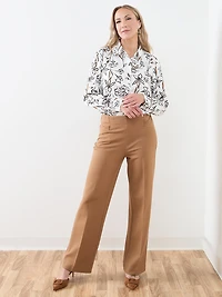 Collared Long Sleeve Satin Blouse