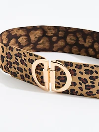 D-Buckle Stretch Belt in Animal Print