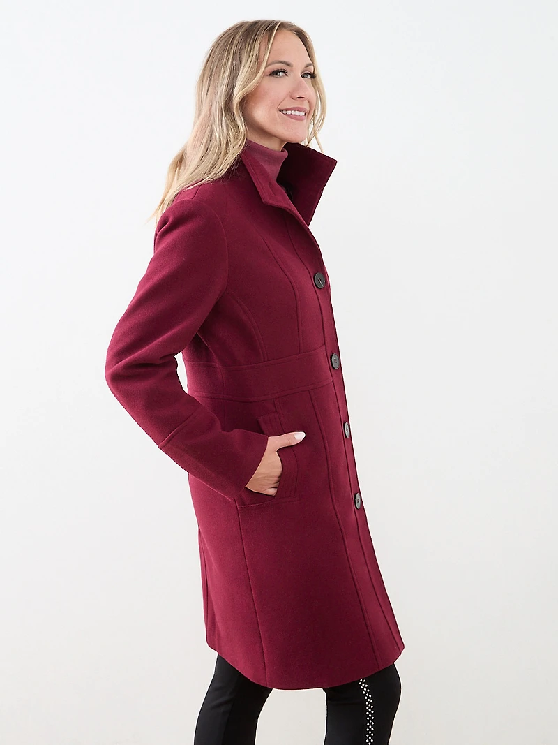 Faux Wool Seamed Coat