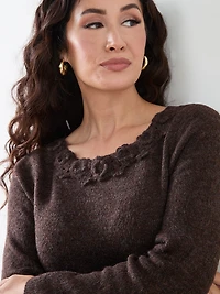 Floral Applique Pullover Sweater