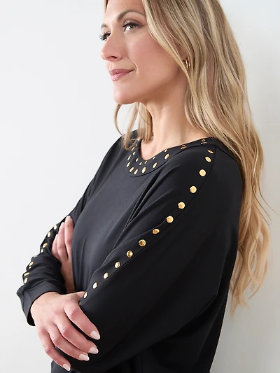 Gold-Studded-Trim Top