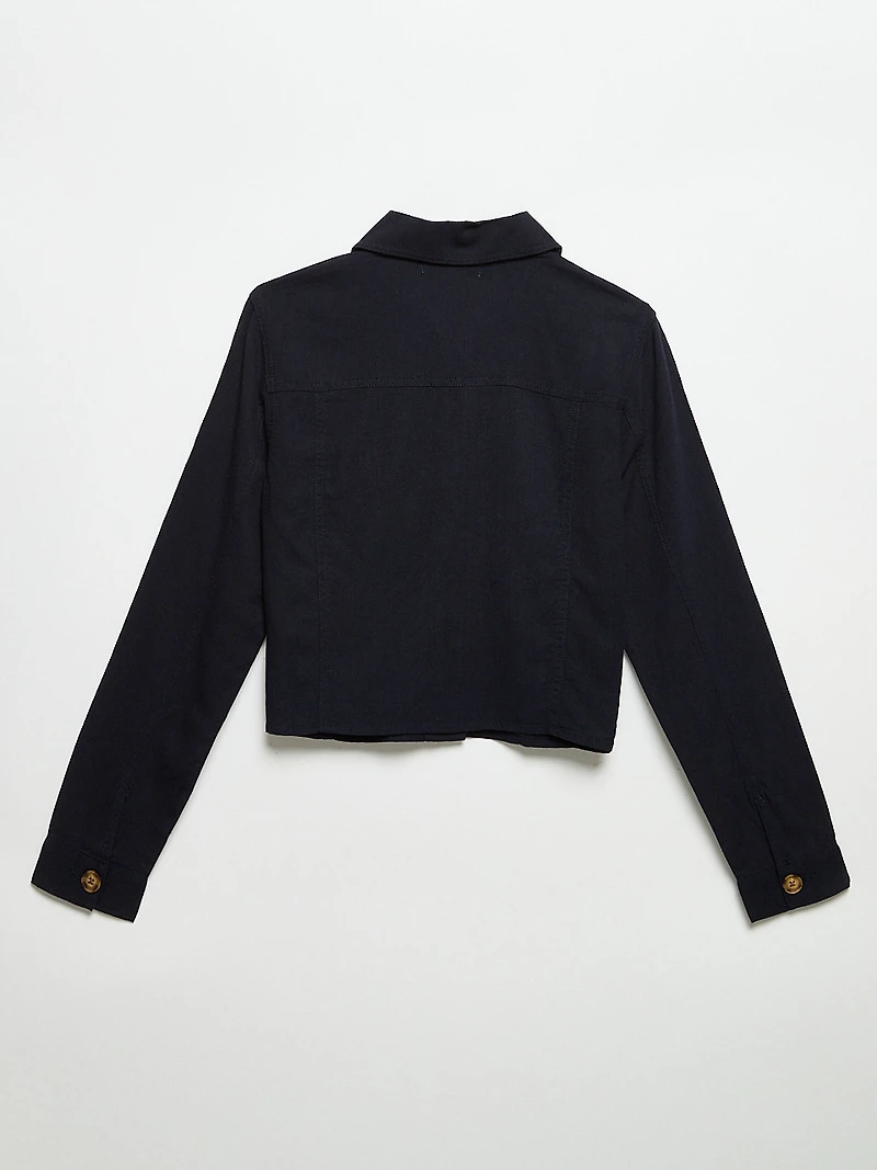 Linen Trucker Jacket in Navy