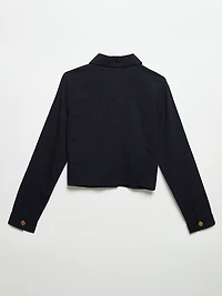 Linen Trucker Jacket in Navy