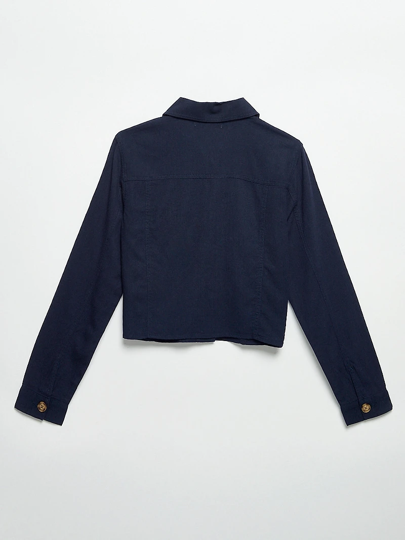 Linen Trucker Jacket in Navy