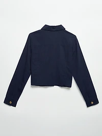 Linen Trucker Jacket in Navy