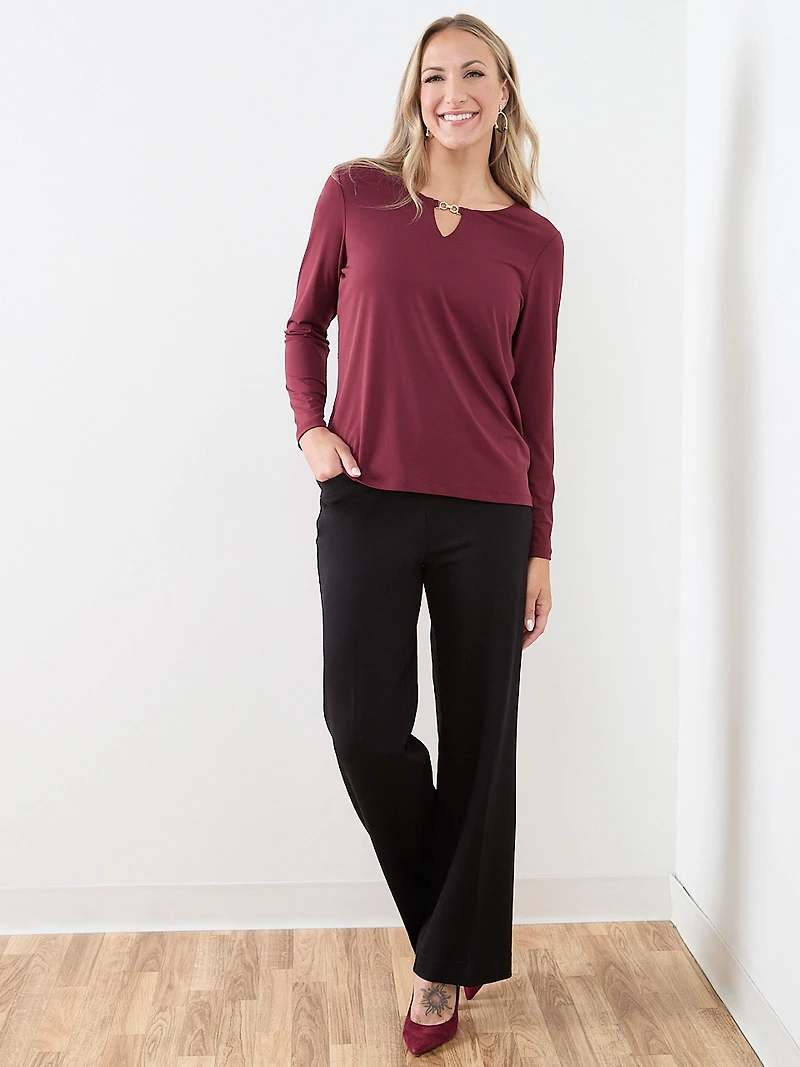 Long Sleeve Hardware Detail Top