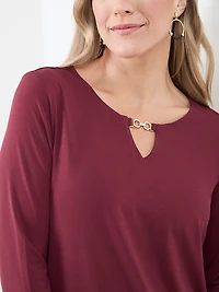 Long Sleeve Hardware Detail Top