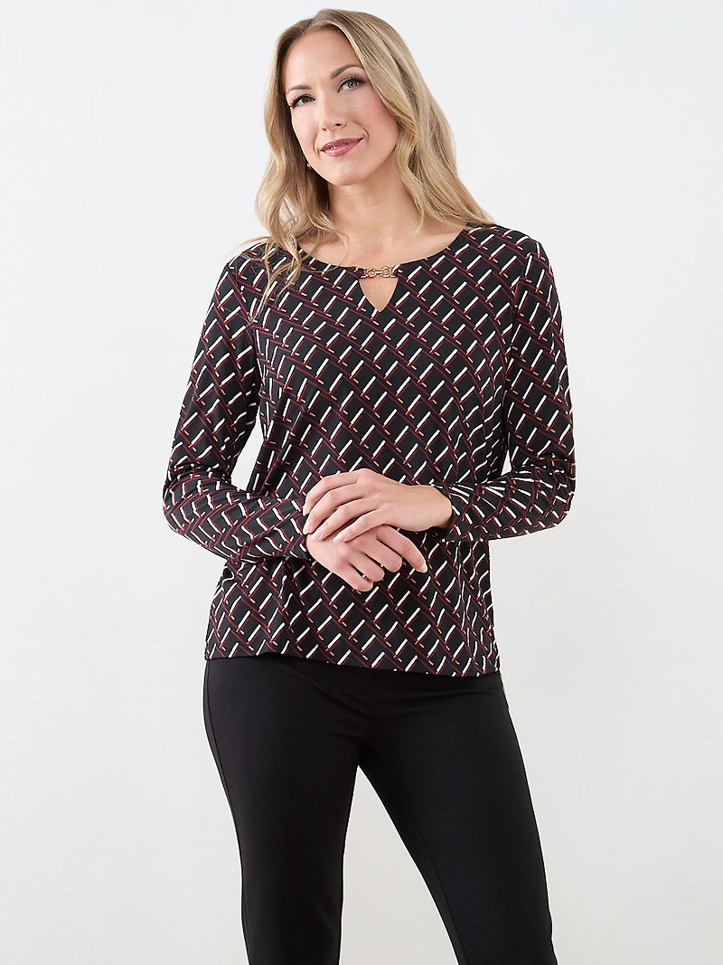 Long Sleeve Hardware-Detail Top