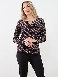 Long Sleeve Hardware-Detail Top