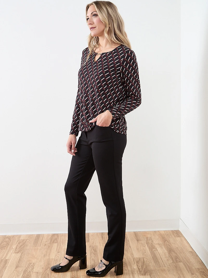 Long Sleeve Hardware-Detail Top