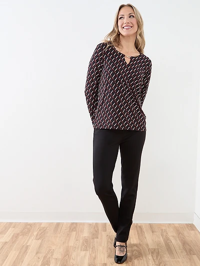 Long Sleeve Hardware-Detail Top