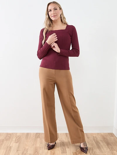 Long Sleeve Square Neck Pullover
