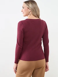 Long Sleeve Square Neck Pullover