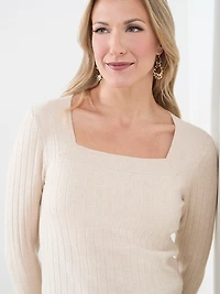 Long Sleeve Square-Neck Pullover