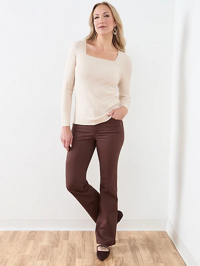 Long Sleeve Square-Neck Pullover