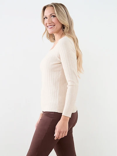 Long Sleeve Square-Neck Pullover