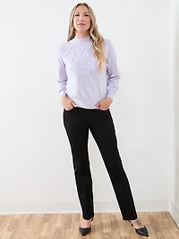 Mock Neck Abstract Applique Pullover