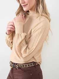 Mock Neck Shimmer Top