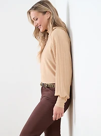 Mock Neck Shimmer Top