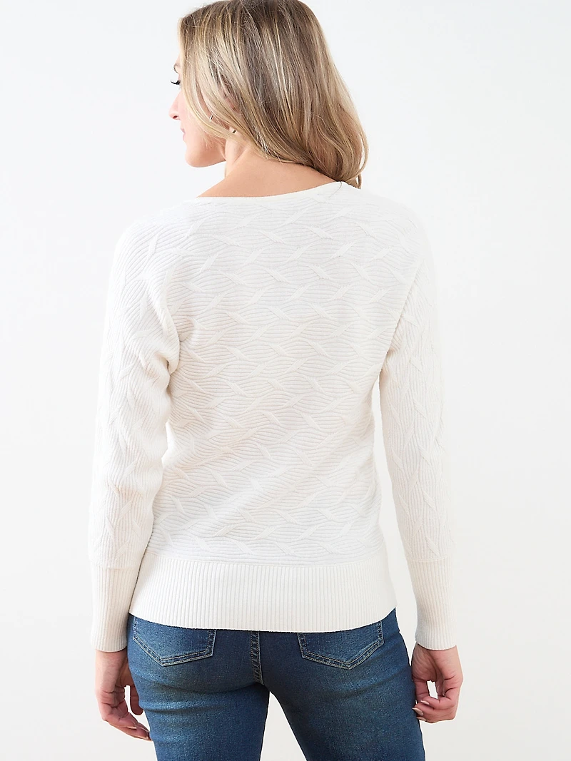 Novelty Stitch V-Neck Pullover Sweater