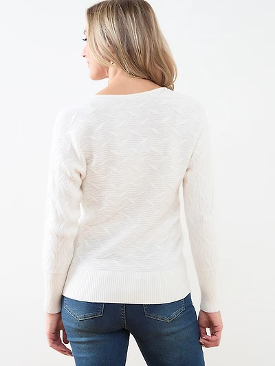 Novelty Stitch V-Neck Pullover Sweater