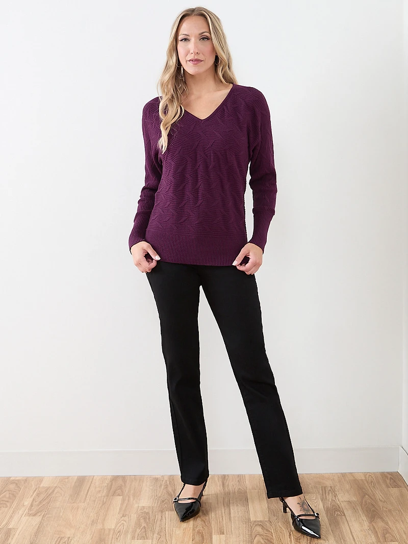 Novelty Stitch V-Neck Sweater