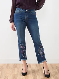 Oliva Embroidered Ankle Denim Jeans