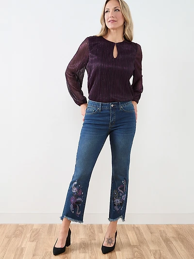 Oliva Embroidered Ankle Denim Jeans