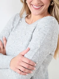 Pearl Detail Boatneck Sweater