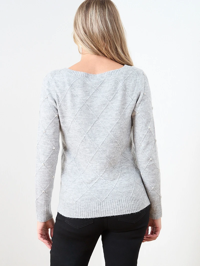 Pearl Detail Boatneck Sweater