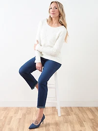 Pearl-Detail Boatneck Sweater