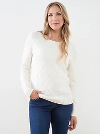 Pearl-Detail Boatneck Sweater