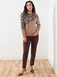 Petite Animal-Print Mock Neck Sweater