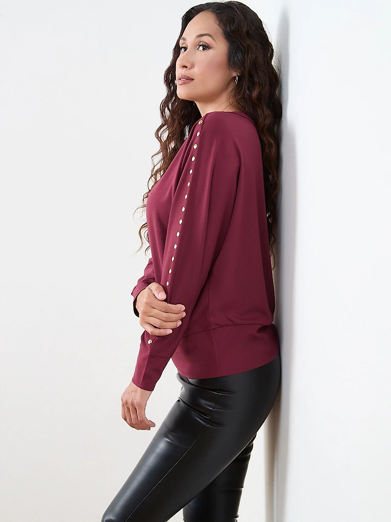 Petite Gold Stud Trim Top