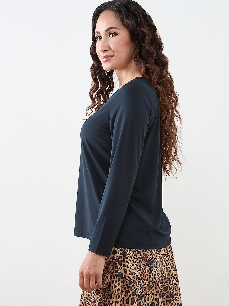 Petite Long Sleeve Hardware Detail Top