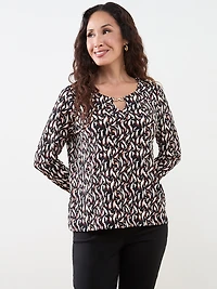 Petite Long Sleeve Hardware-Detail Top