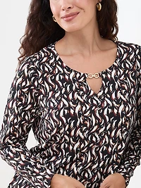 Petite Long Sleeve Hardware-Detail Top