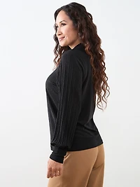 Petite Mock Neck Shimmer Top
