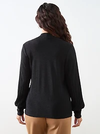 Petite Mock Neck Shimmer Top